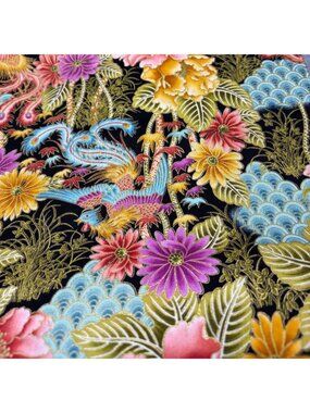 Quilting Fabric by 1/2 yard Vibrant Floral Bird Design Yoshiko Quilting 2006